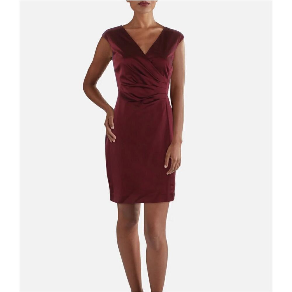 NWT LAUREN RALPH LAUREN Petites Satin Sleeveless Sheath Dress Size 12 P